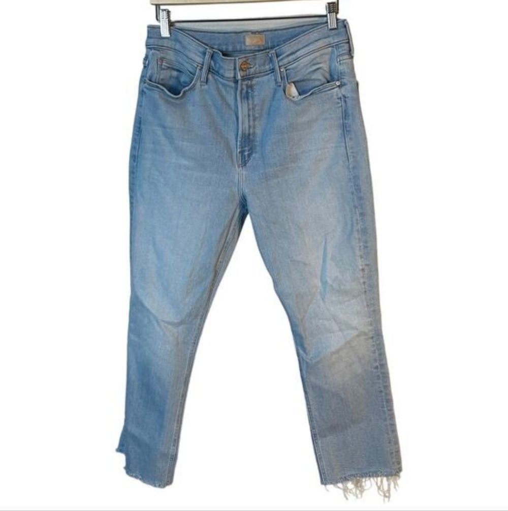 MOTHER The Mid Rise Dazzler Crop Fray in Sun-Kissed Light Wash Denim SZ 34 EUC - Picture 3 of 8